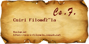 Csiri Filoméla névjegykártya